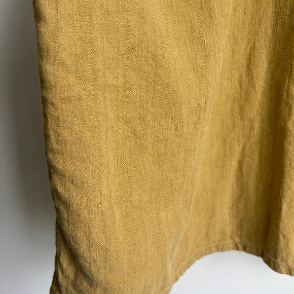 Imogene and Willie Mens Serra XXL Linen Cotton Herringbone Camp Shirt Yellow - Picture 8 of 10